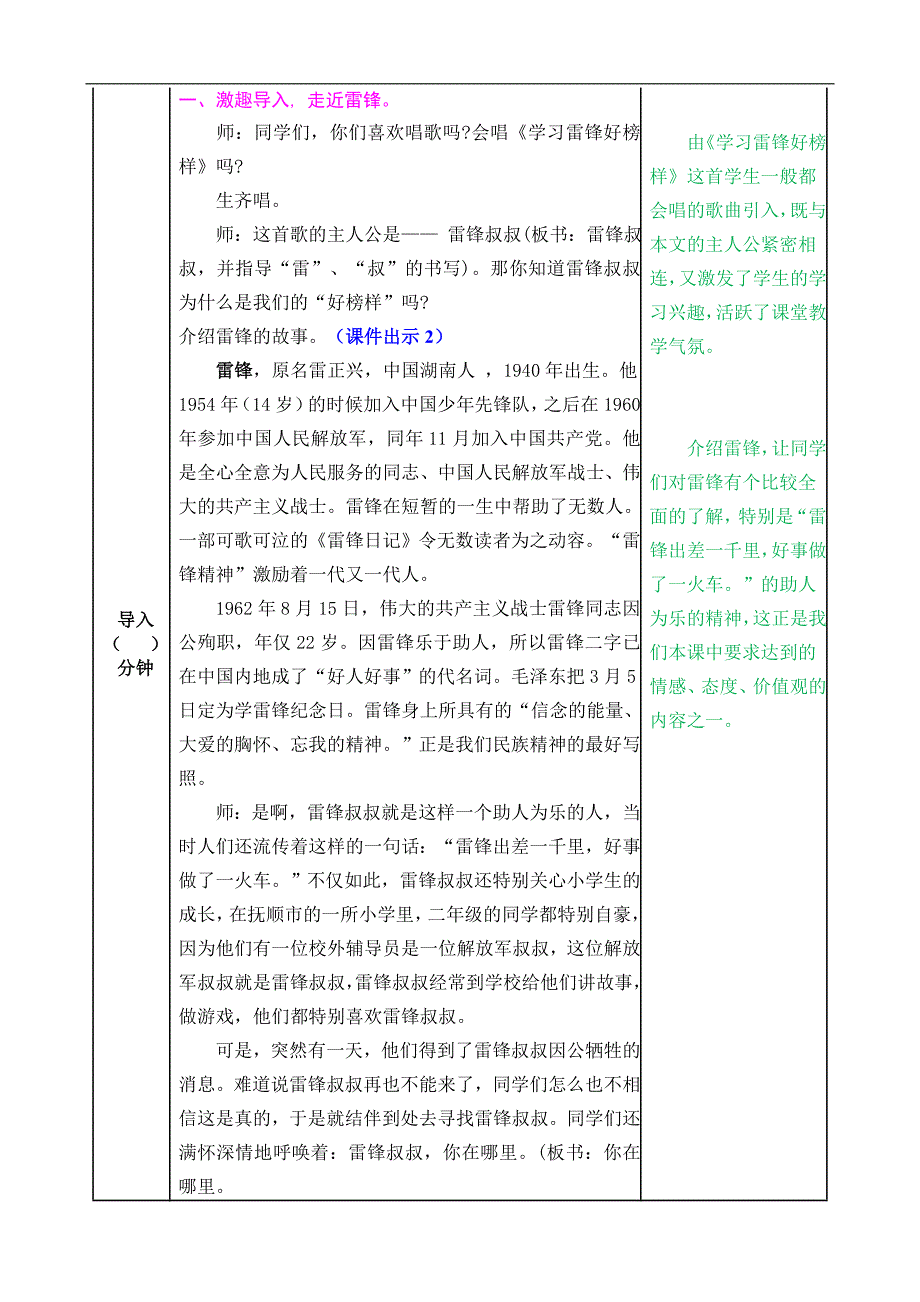 部编人教版二年级语文下册《5 雷锋叔叔你在哪里》教案含教学反思和作业设计_第2页