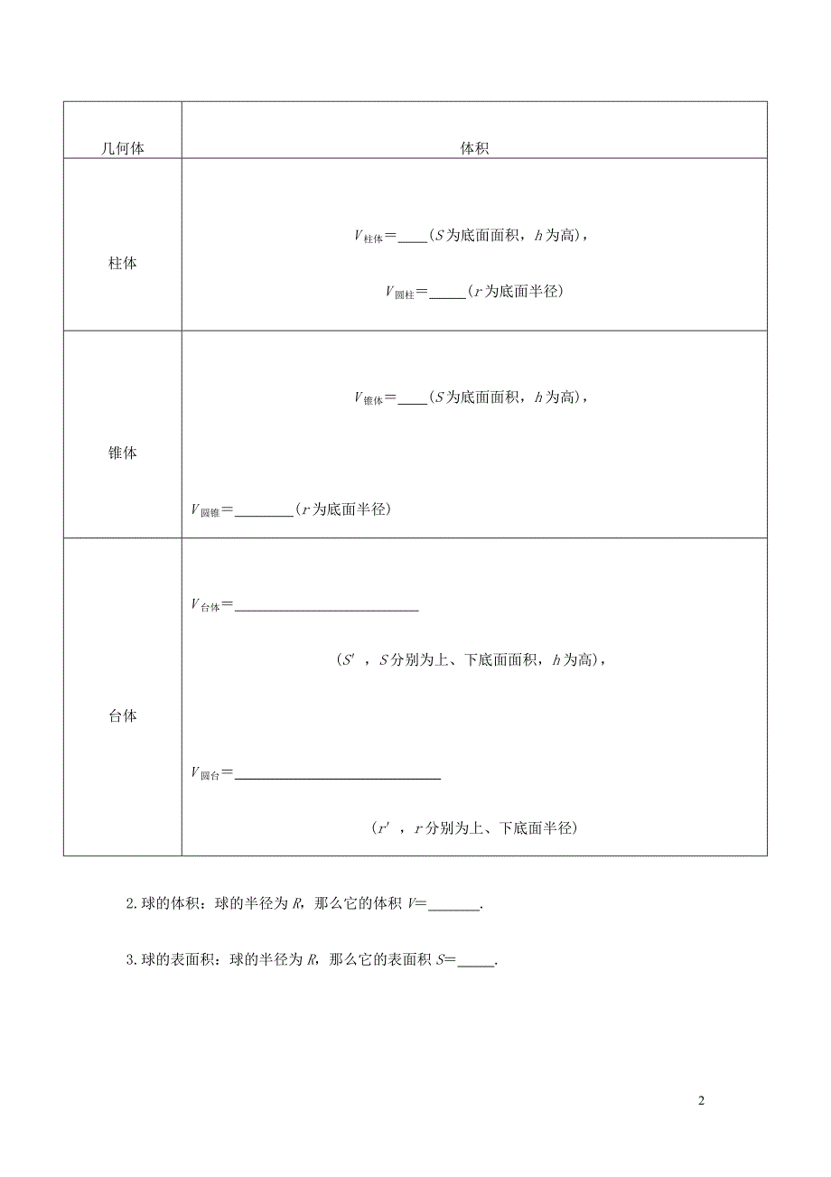 山东济宁学而优教育咨询有限公司高中数学 132柱体、锥体、台体、球的体积与球的表面积学案 新人教必修2.doc_第2页