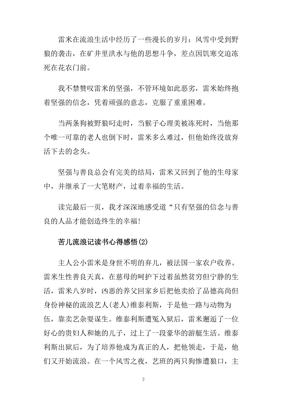 苦儿流浪记读书心得感悟5篇.doc_第2页