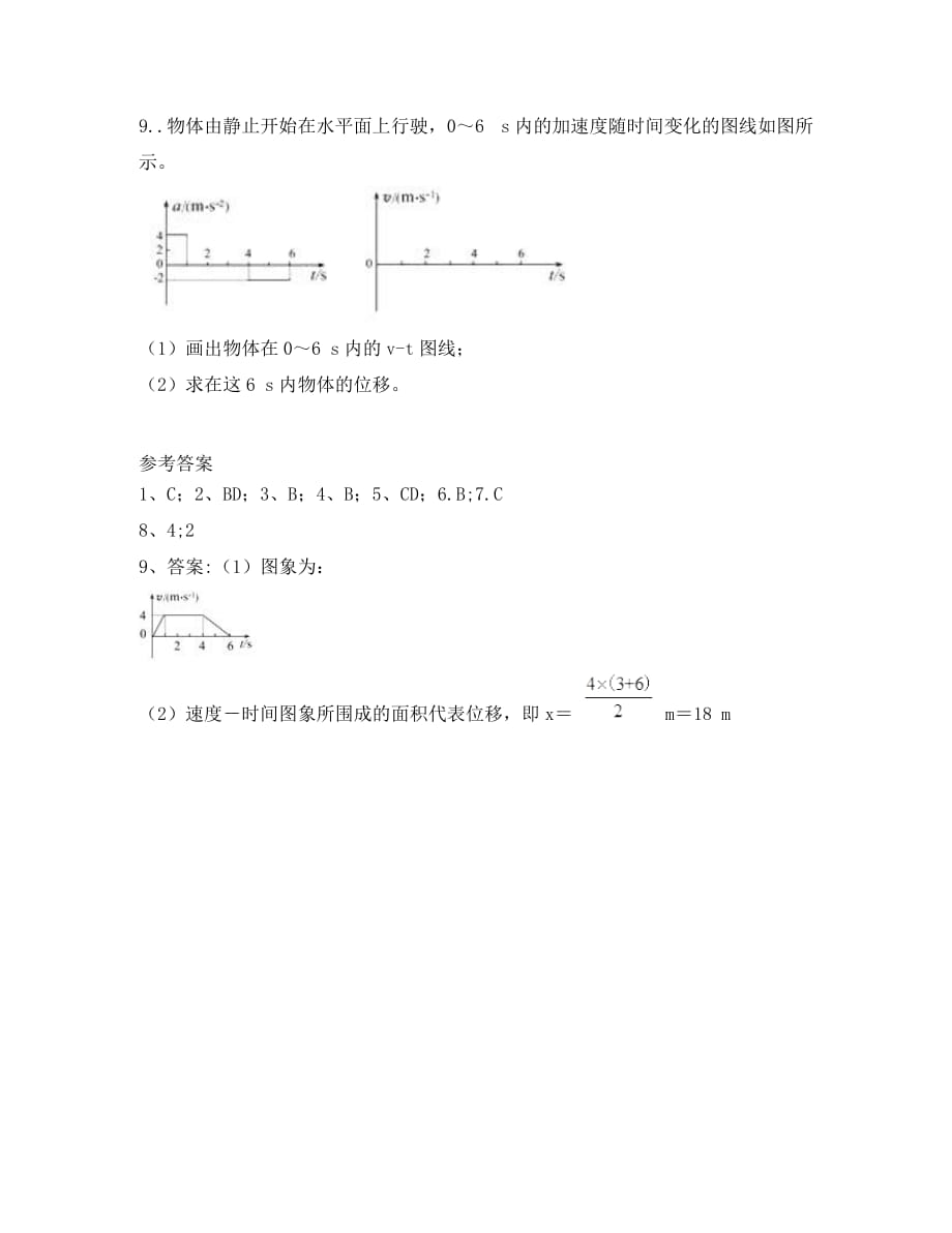 江西省吉安县高中物理 第二章 匀变速直线运动的研究 2.3.1 匀速变直线运动的位移与时间的关系日日清1 新人教版必修1（通用）_第3页