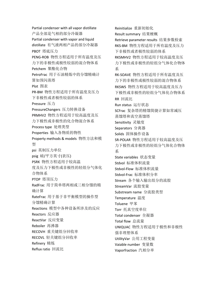 Aspen-Plus中常用的英语单词对照中英文_第2页