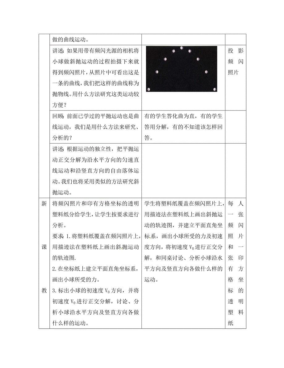 高中物理：《斜抛运动》教案（鲁科版必修2）_第5页