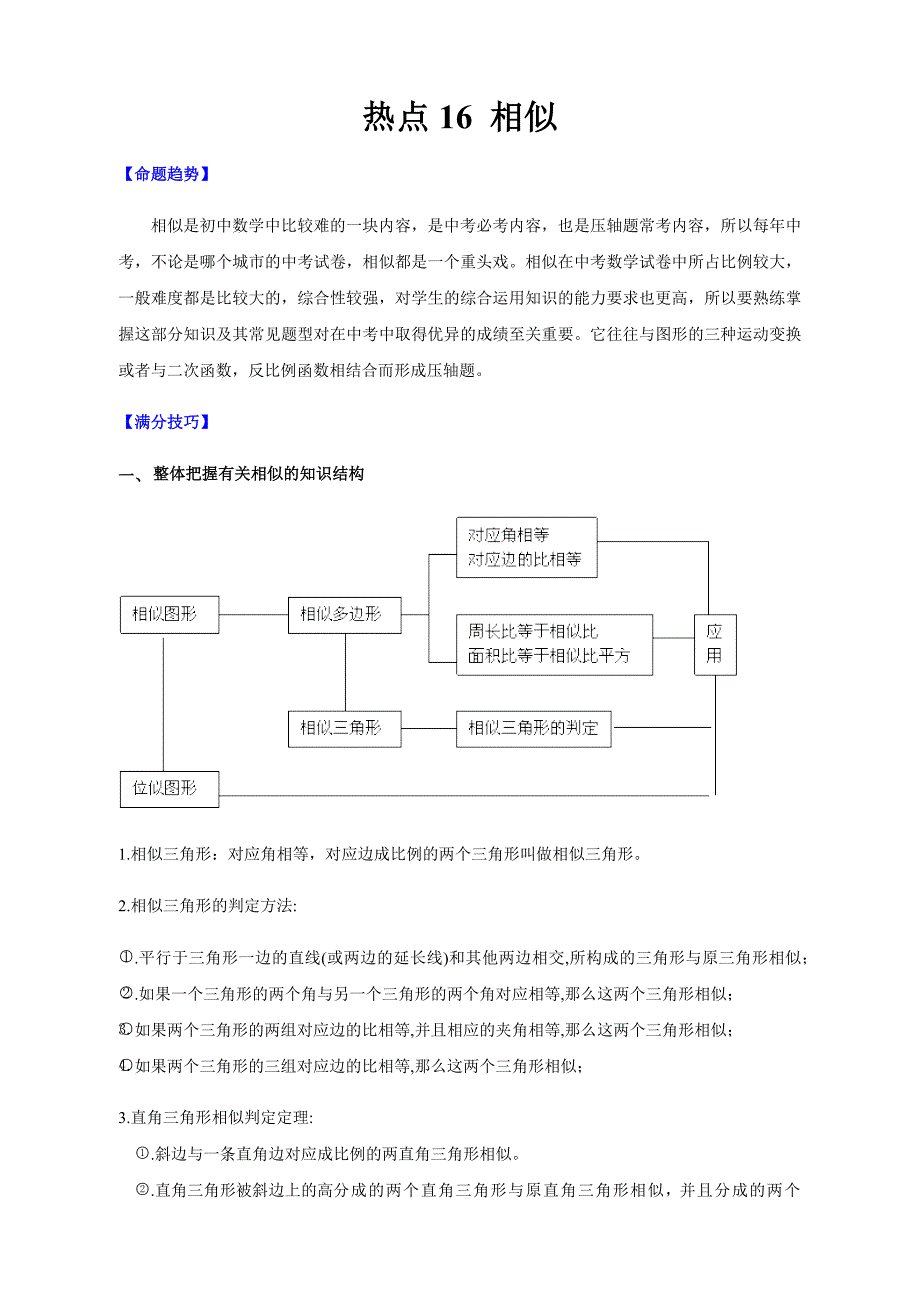 中考数学热点专练16 相似（解析版）_第1页