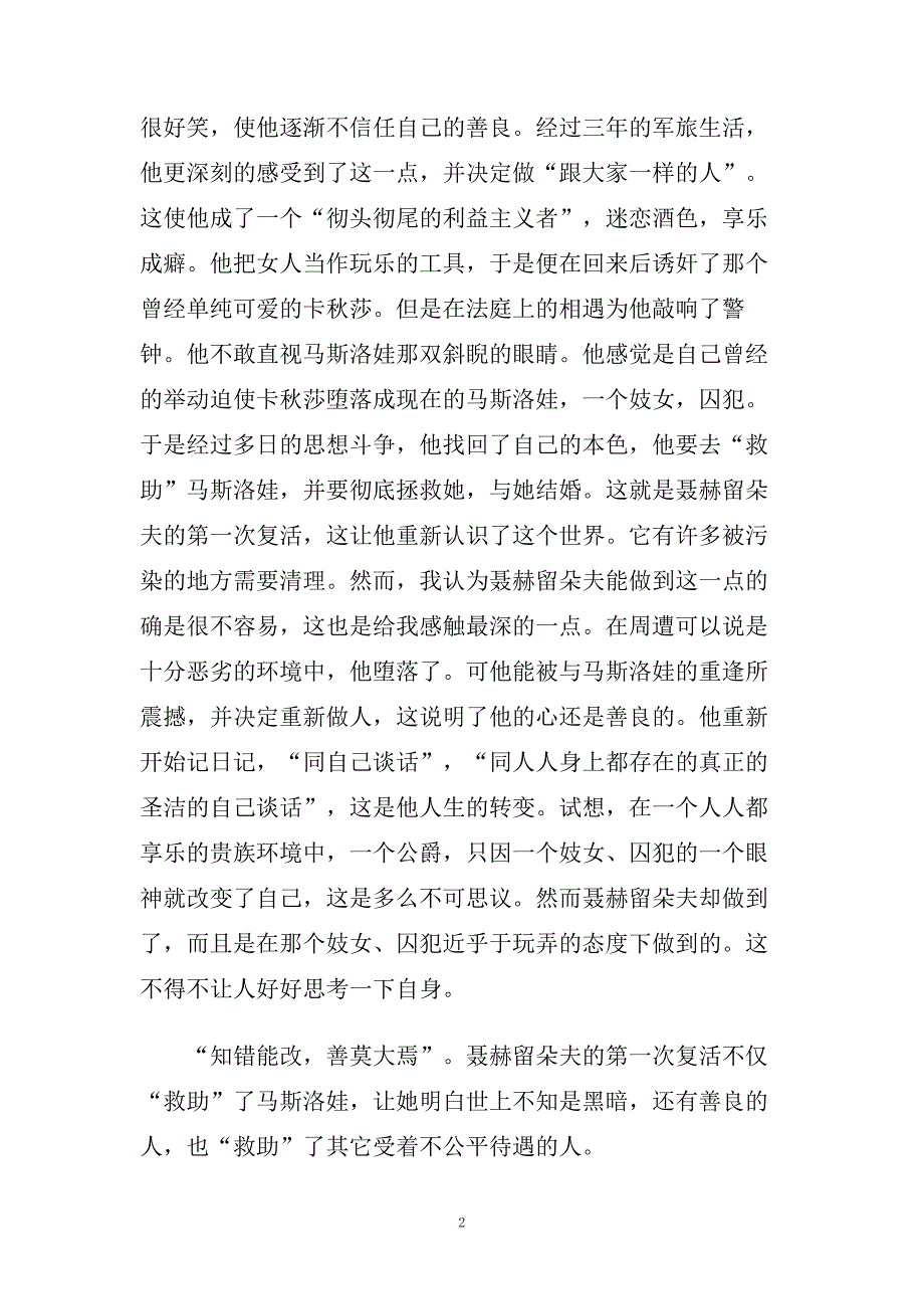 复活读书心得范文_复活读书心得体会五篇.doc_第2页