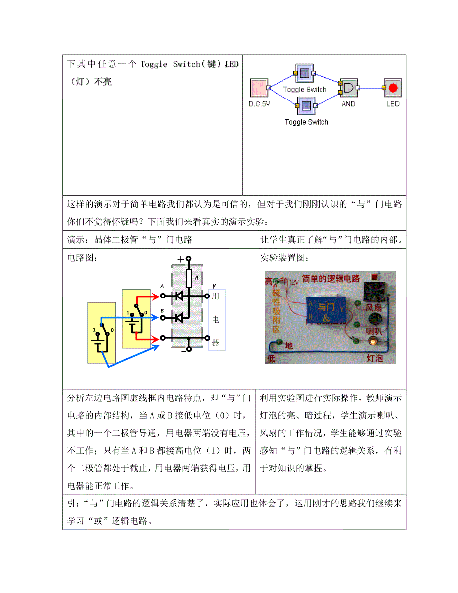 高中物理：2.10《简单的逻辑电路》教案（粤教版选修3-1）_第4页