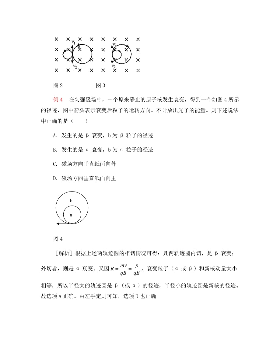 高中物理例析匀强磁场中的核衰变人教版_第4页