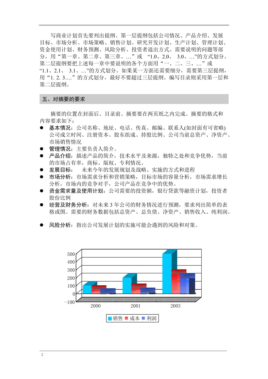 （商业计划书）商业计划书格式(学习)_第2页