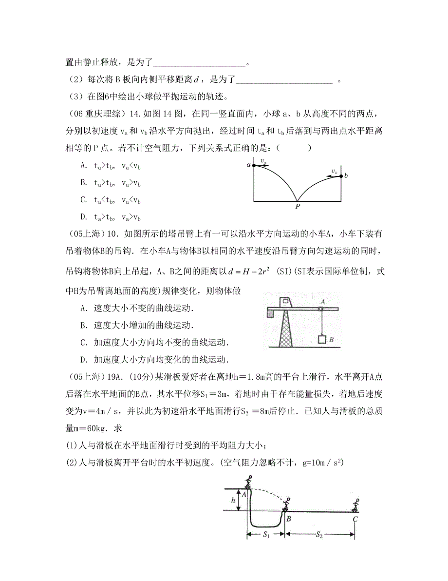 2020年高三物理曲线运动高考题选 新课标 人教版_第2页