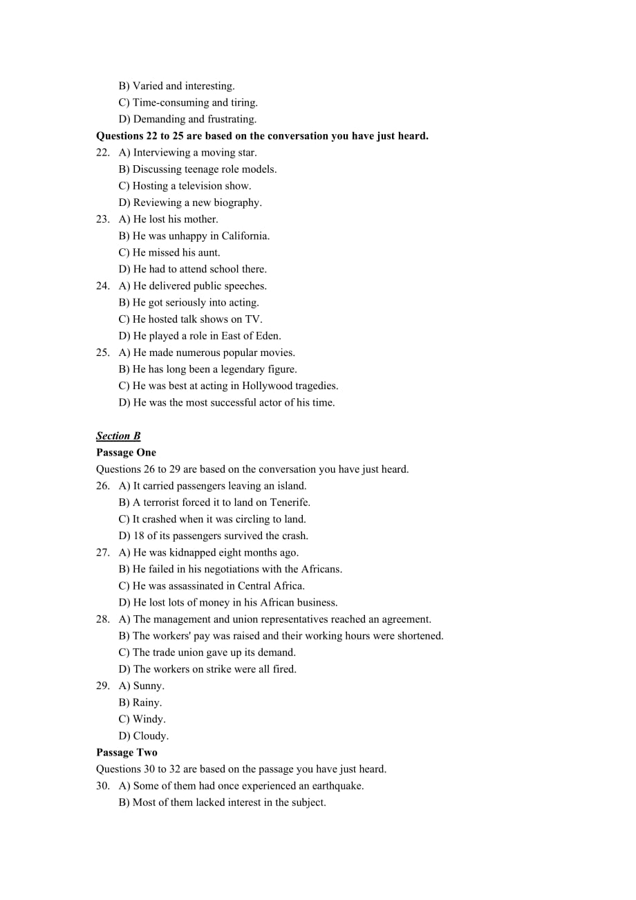 2010年6月英语六级听力试题及答案_第2页