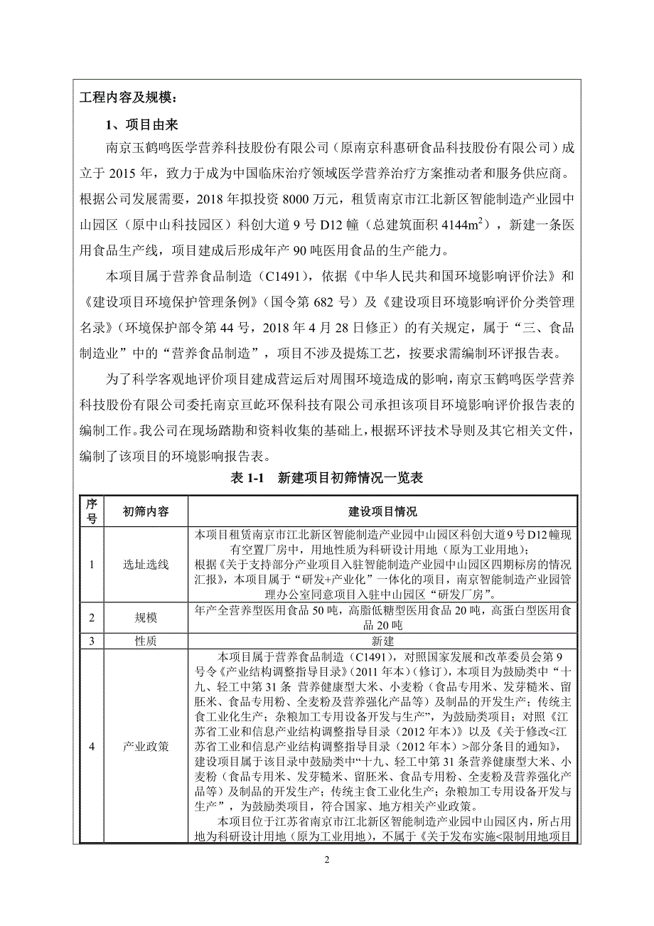 南京玉鹤鸣医学营养科技股份有限公司医用食品生产项目环评报告书_第4页