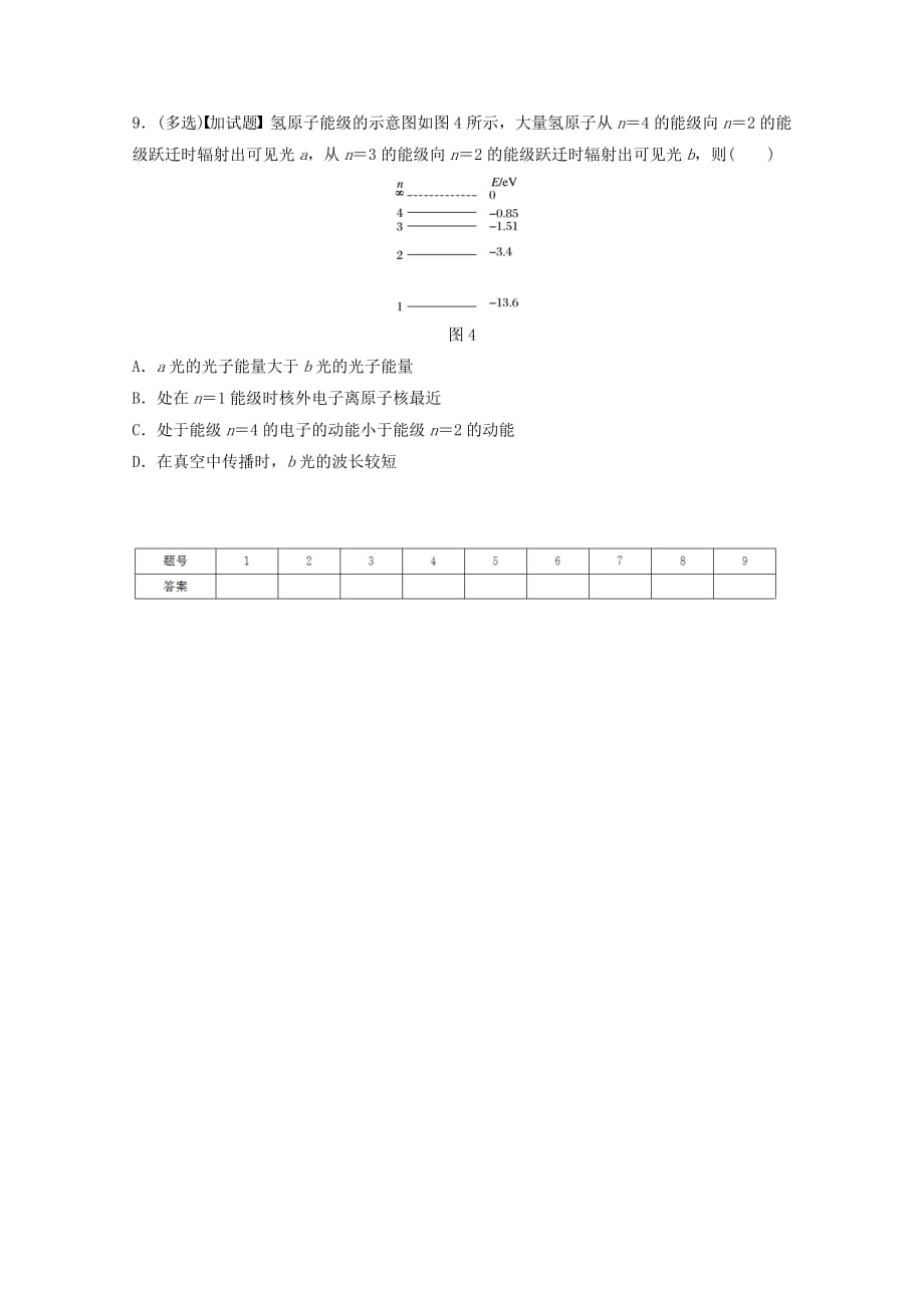 浙江选考高考物理特训总复习第二部分加试30分特训选择题加试特训6波粒二象性原子和原子核1.doc_第3页