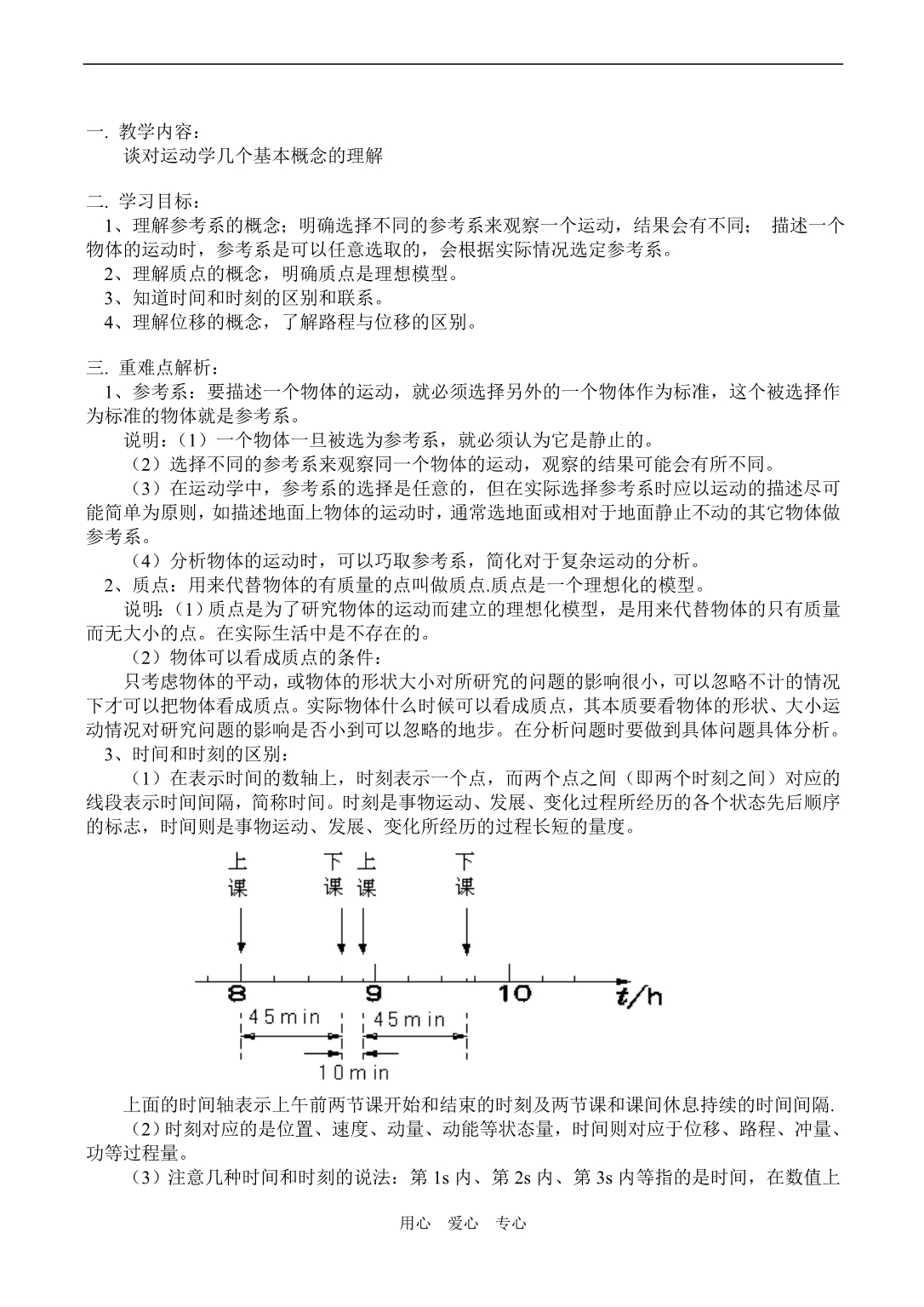 高一物理谈对运动学几个基本概念的理解教案.doc_第1页