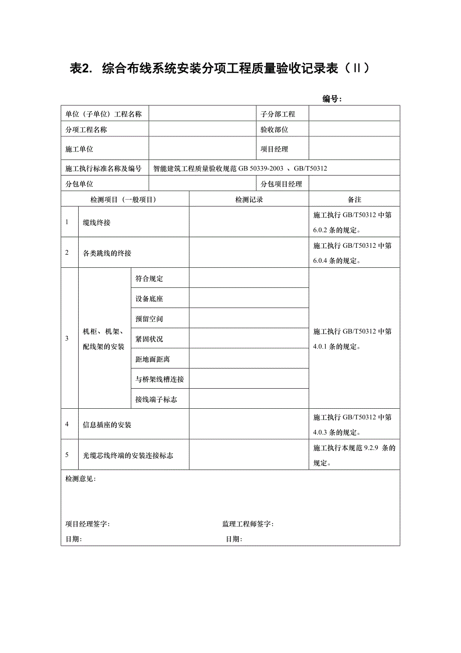 （工程建筑套表）附表分项工程验收表_第2页