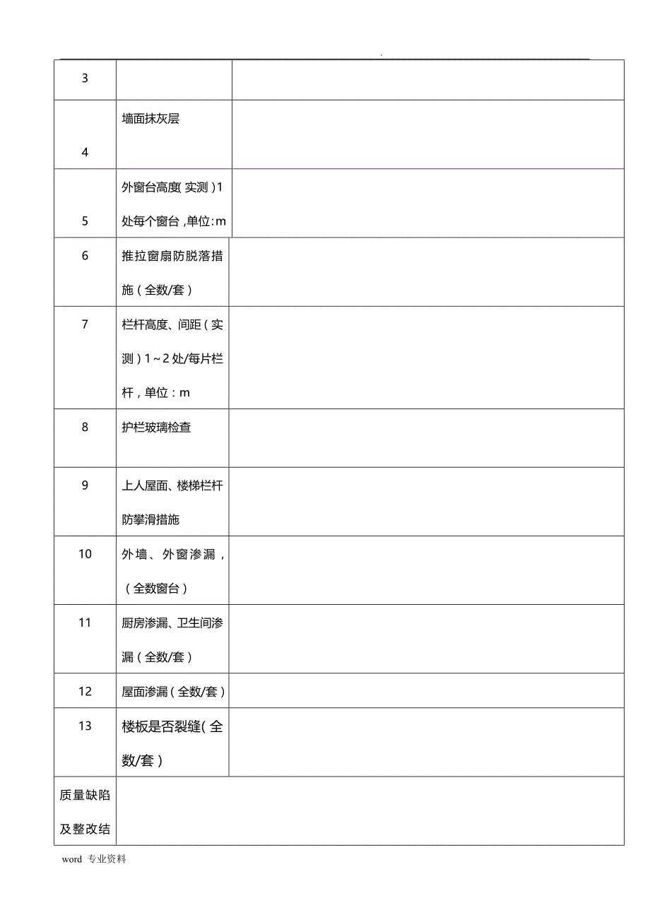 住宅工程质量分户验收记录表21_第3页