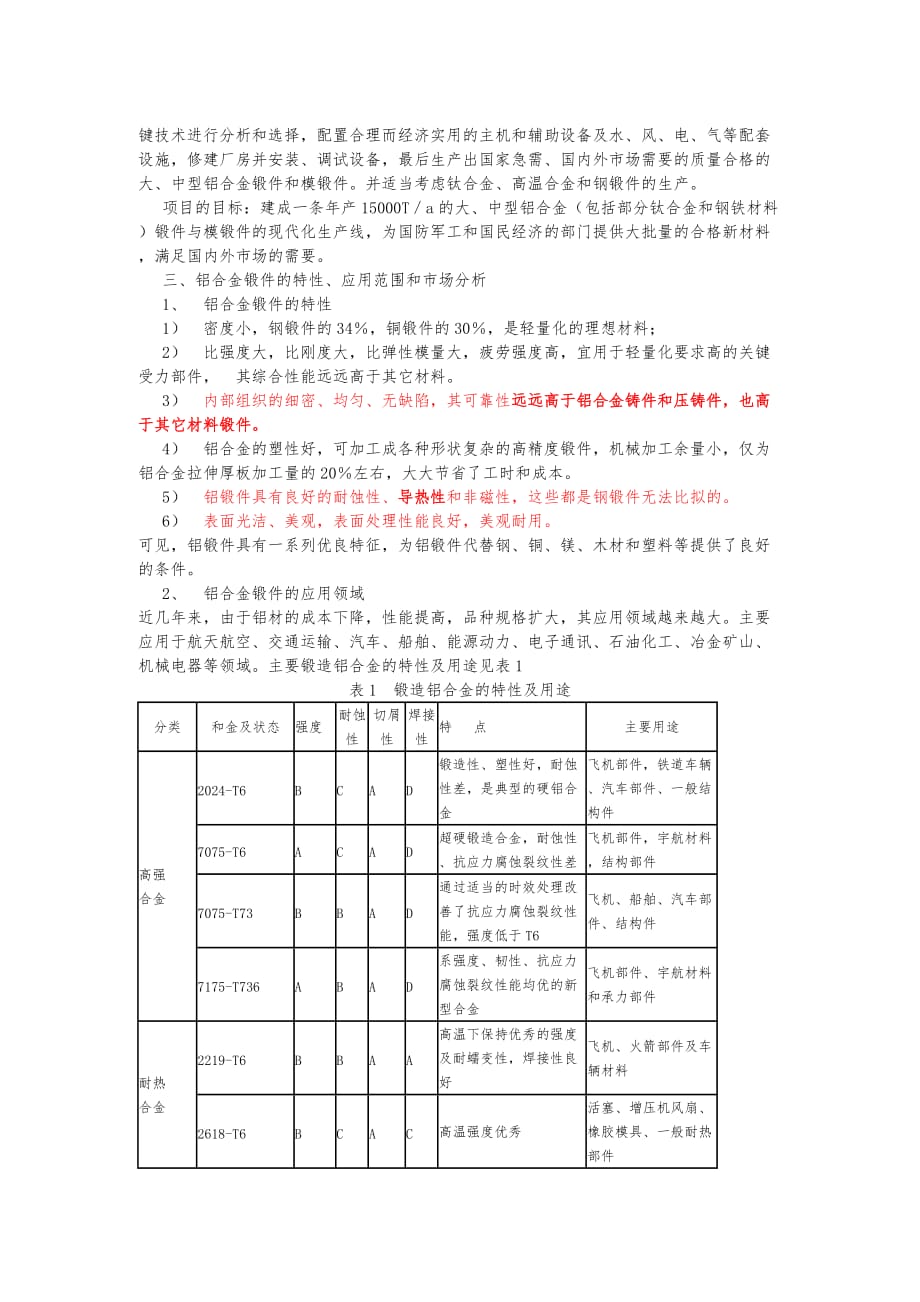 铝与铝合金型材锻压生产线建设项目立项报告书_第2页