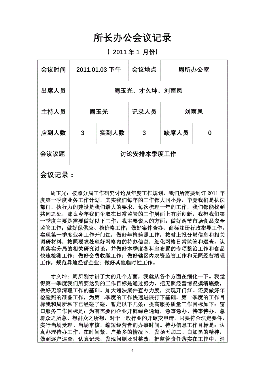 （会议管理）工商所长办公会议记录_第4页