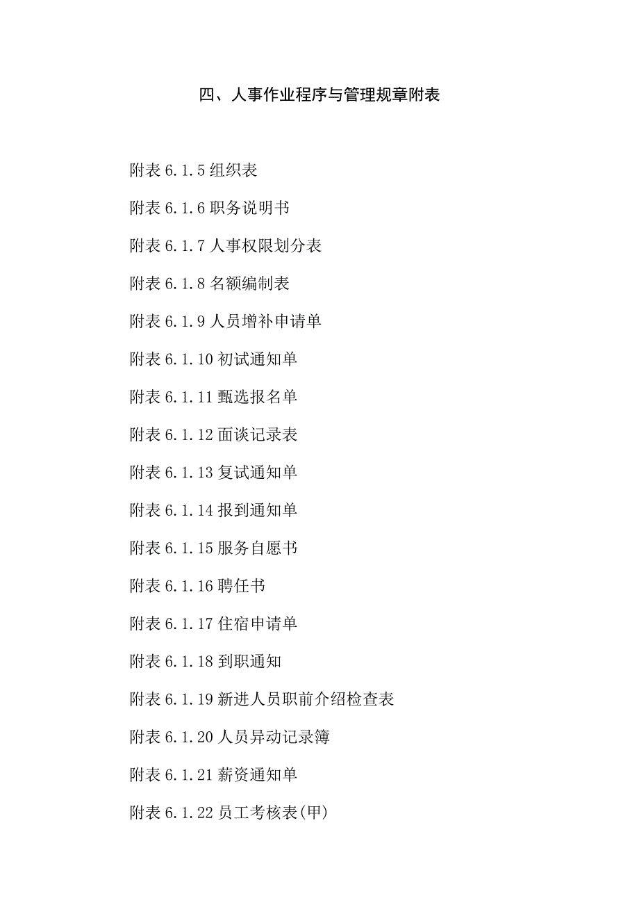 （人力资源管理）人事作业程序与管理规章附表(个)_第1页