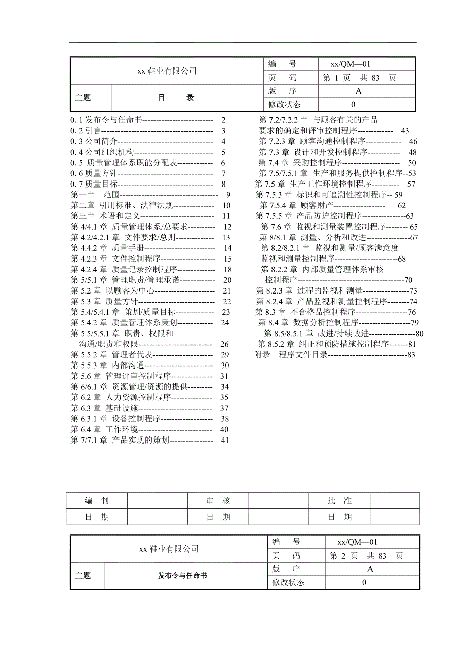 （质量认证）制造业IS质量手册_第1页