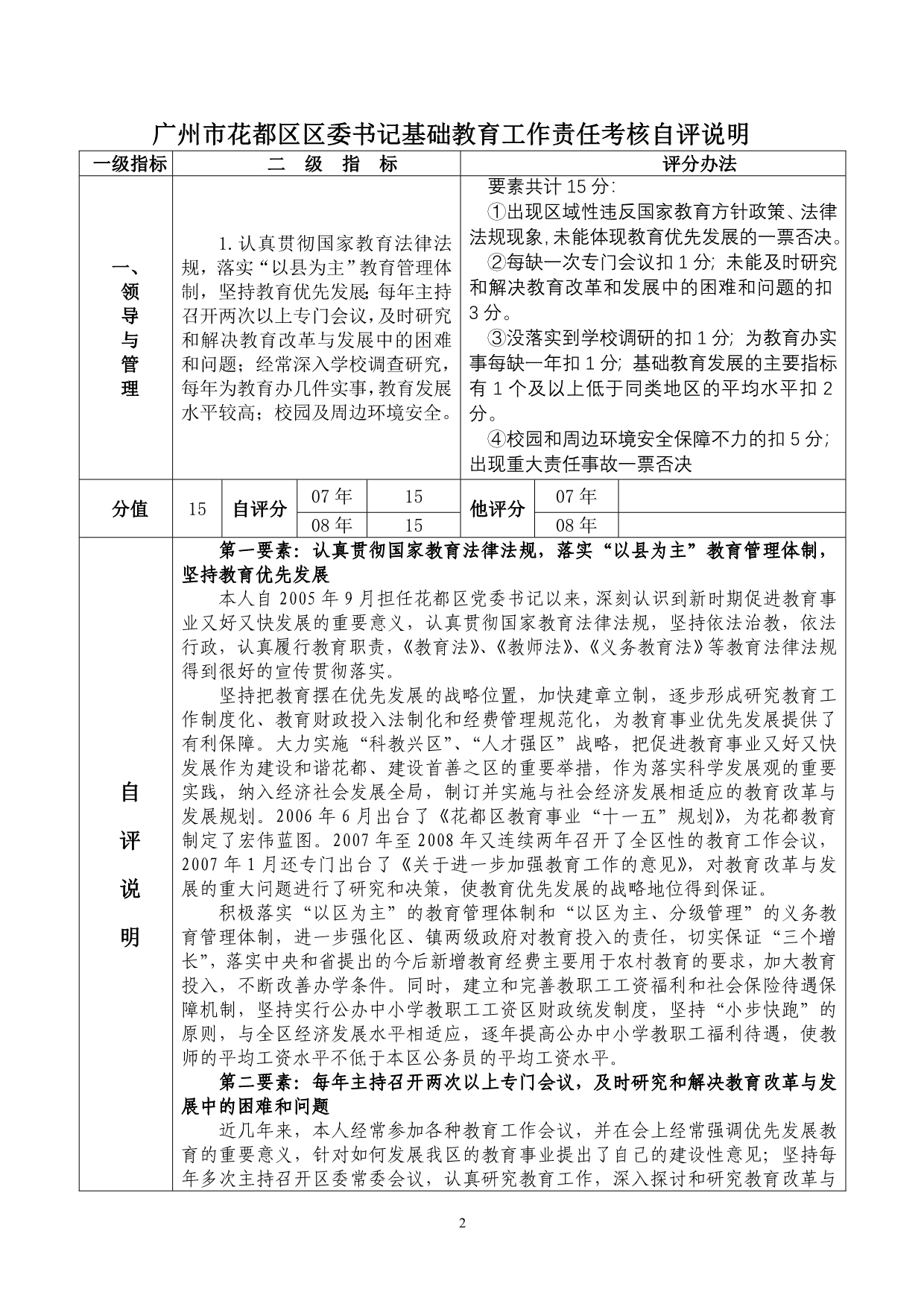 （绩效考核）广州市花都区区委书记基础教育工作责任考核自评分汇总_第2页