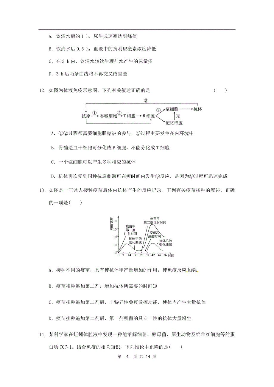 新课标版第2章动物和人体生命活动的调节章综合训练新人教版必修3一_第4页