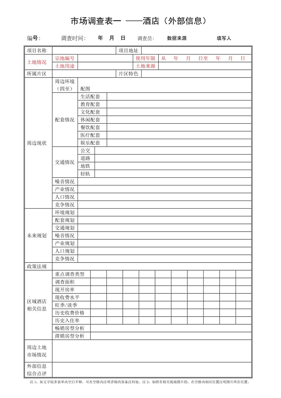 市场调查表酒店02_第1页