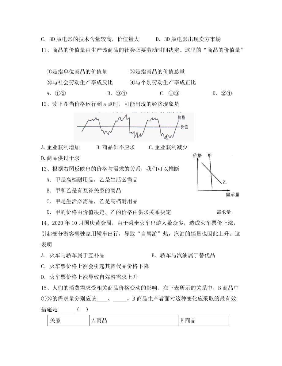 辽宁省2020学年高二政治暑假作业试题（一）_第3页