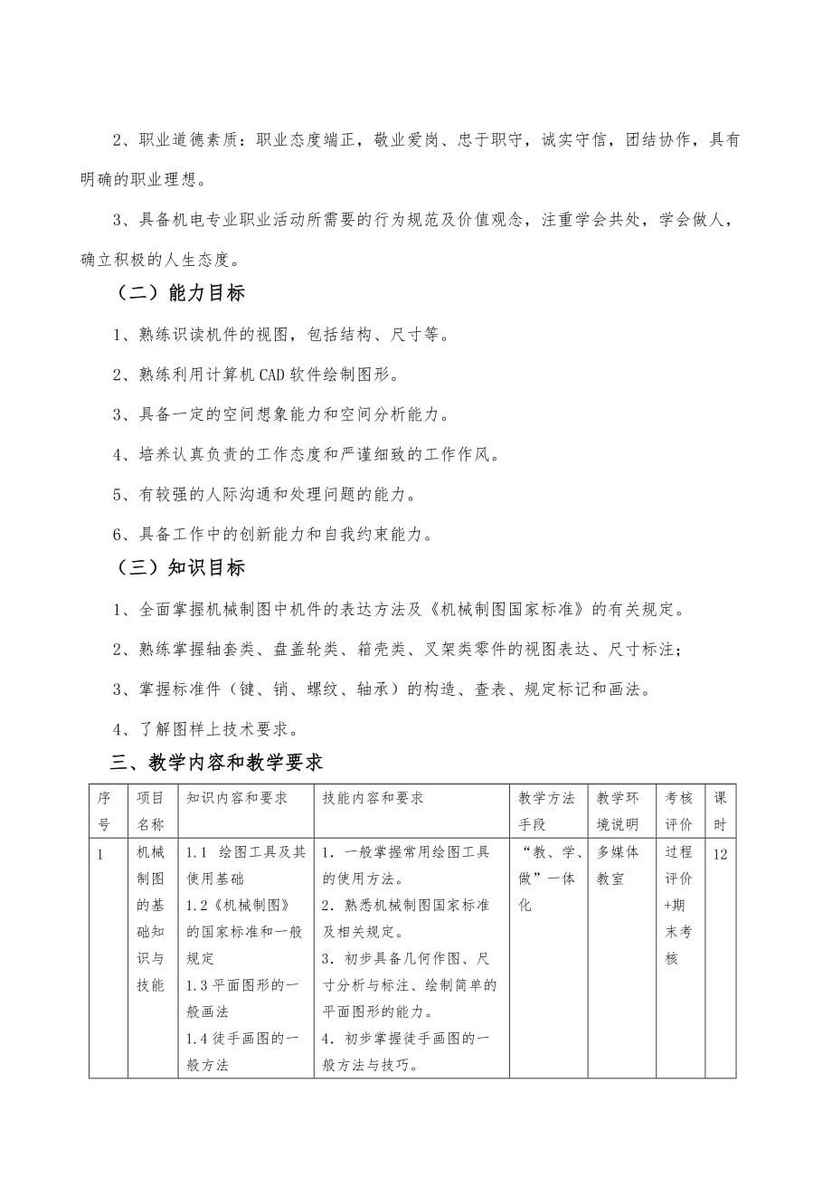 机械制图与CAD_课程标准_第2页