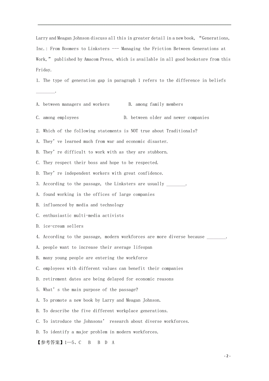 湖北咸宁市高考英语阅读理解暑假练习（9）.doc_第2页