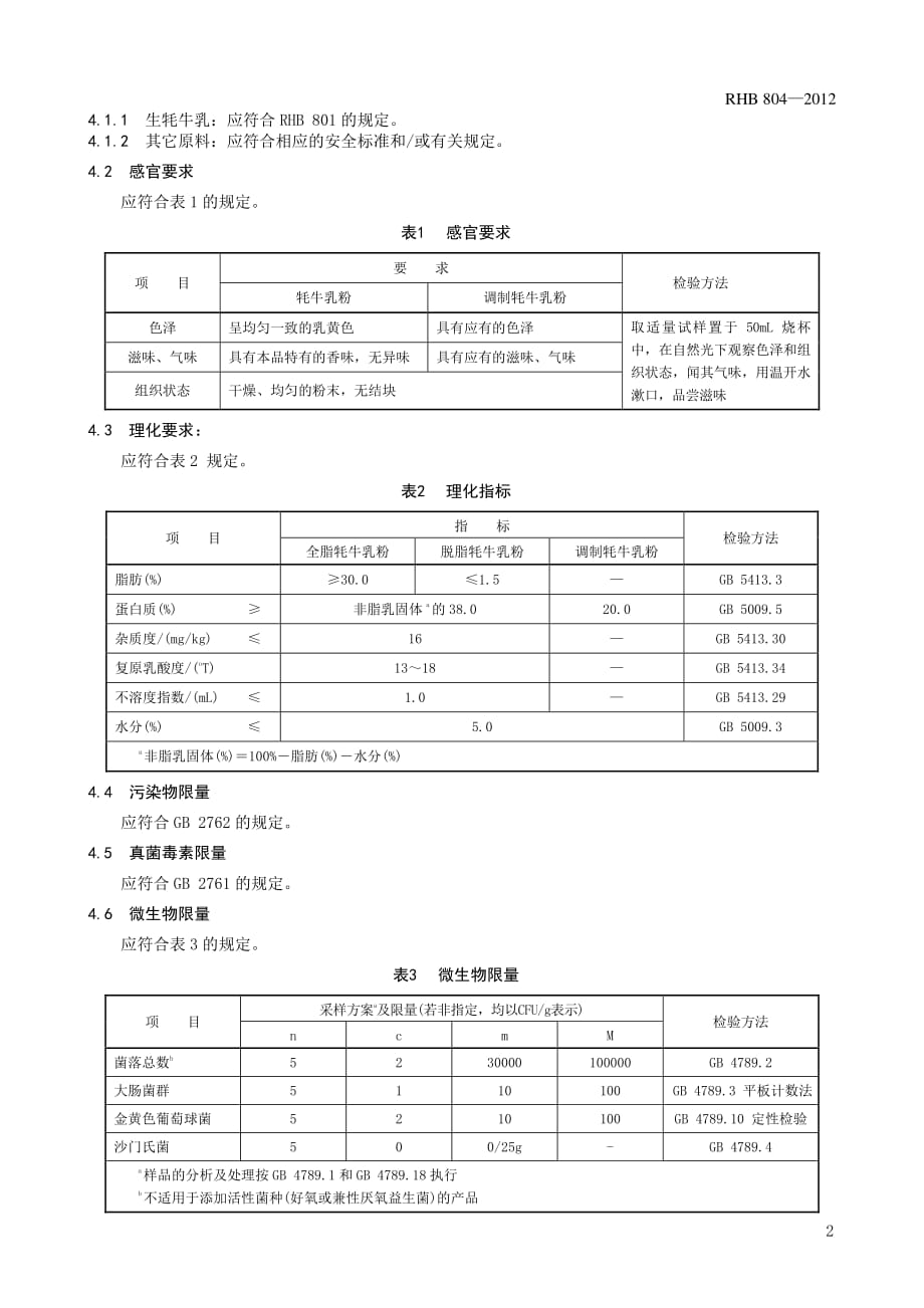 RHB 804-2012 牦牛乳粉_第4页