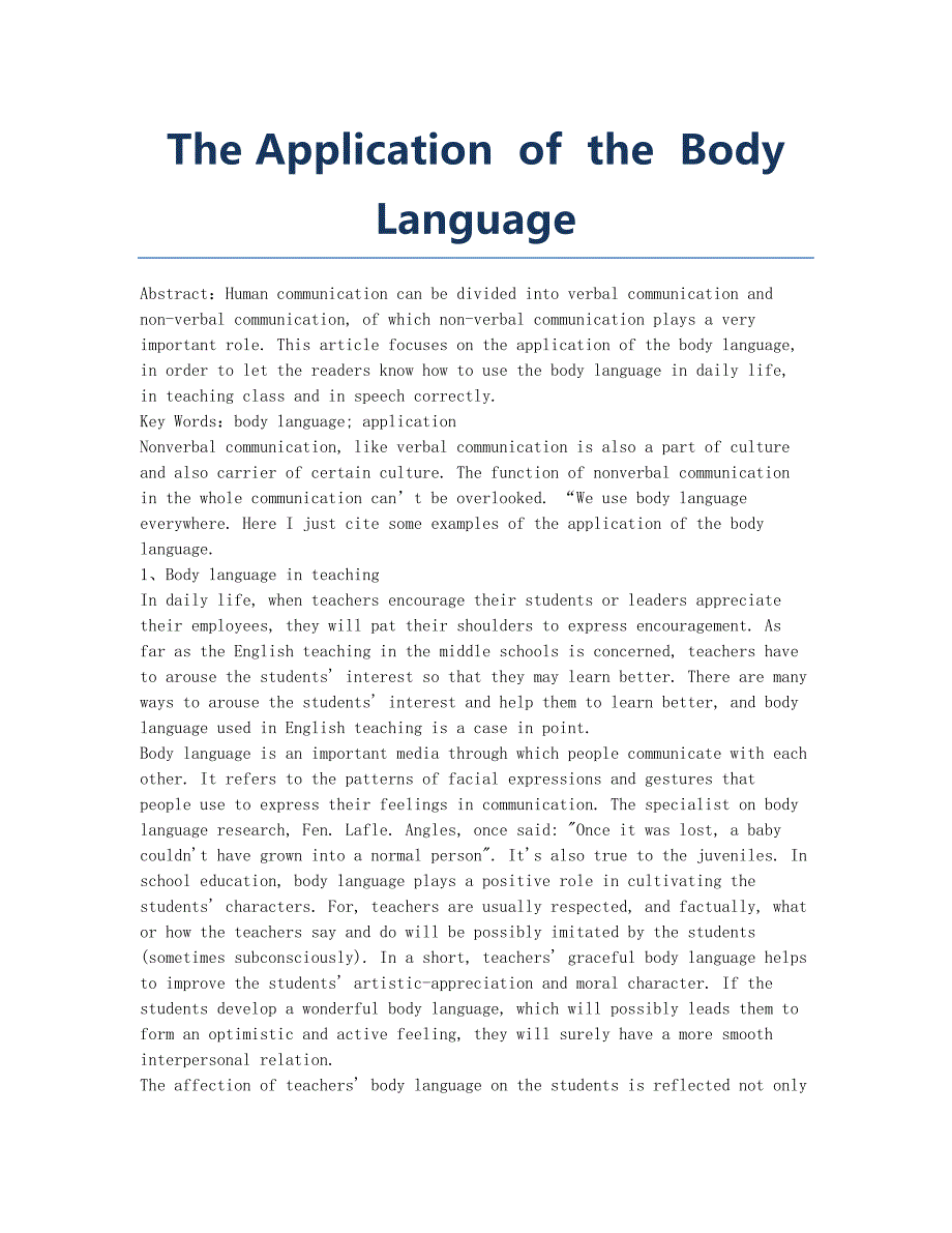 The Application of the Body Language.docx_第1页