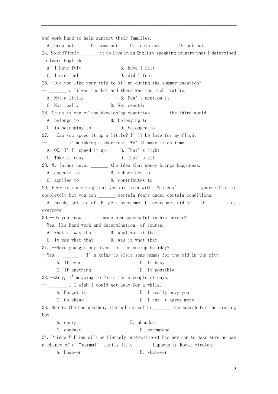 江苏省盐城市南洋中学学年高二英语下学期期中（无答案）.doc_第3页