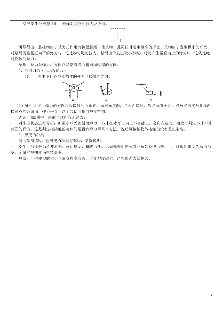 河北沧州颐和中学高中物理3.2 弹力教案 必修1.doc_第2页