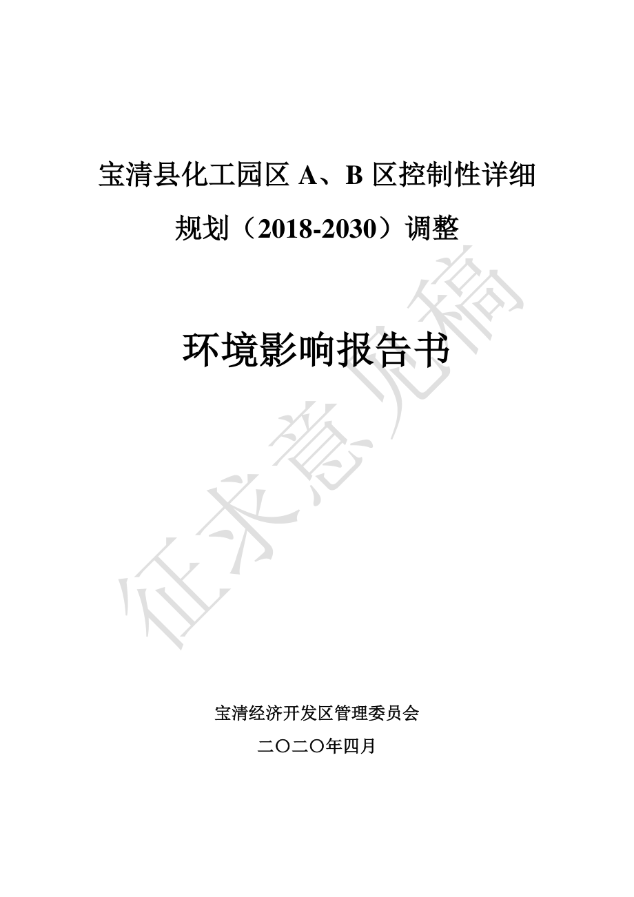宝清县化工园区A、B区控制性详细规划（2018-2030）调整环评报告书_第1页