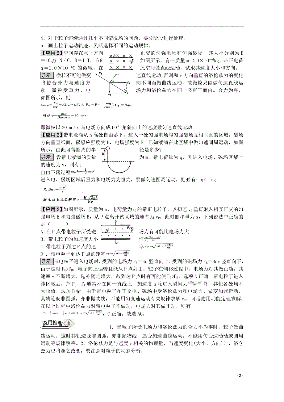 高三物理第一轮复习 84带电粒子在复合场中的运动学案 .doc_第2页