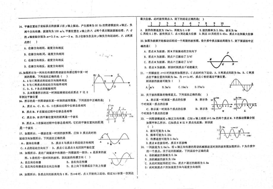 河北衡水中学高二物理波的图像和波长、频率、波速作业pdf.pdf_第2页