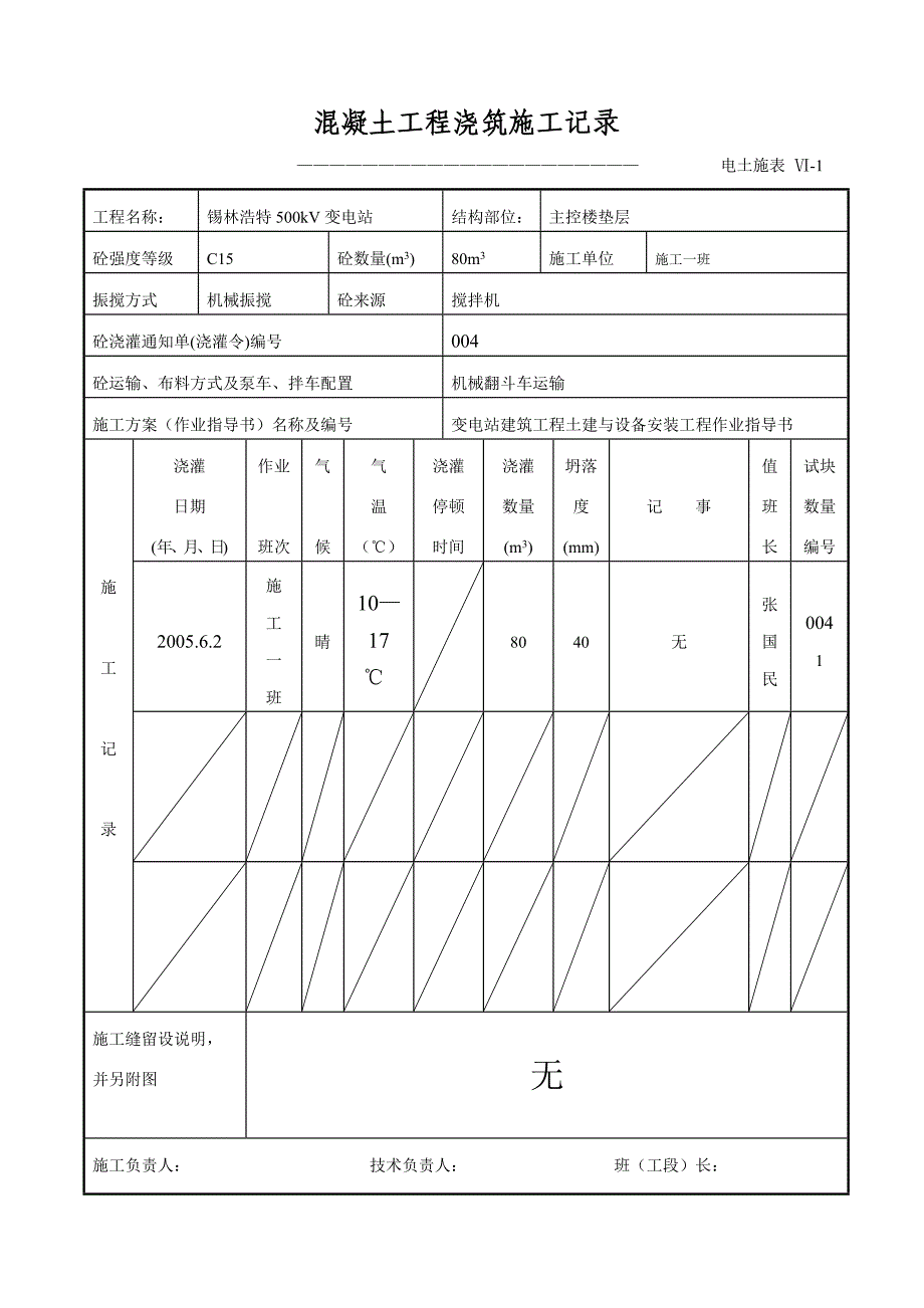 （建筑工程管理）混凝土工程浇筑施工记录_第4页