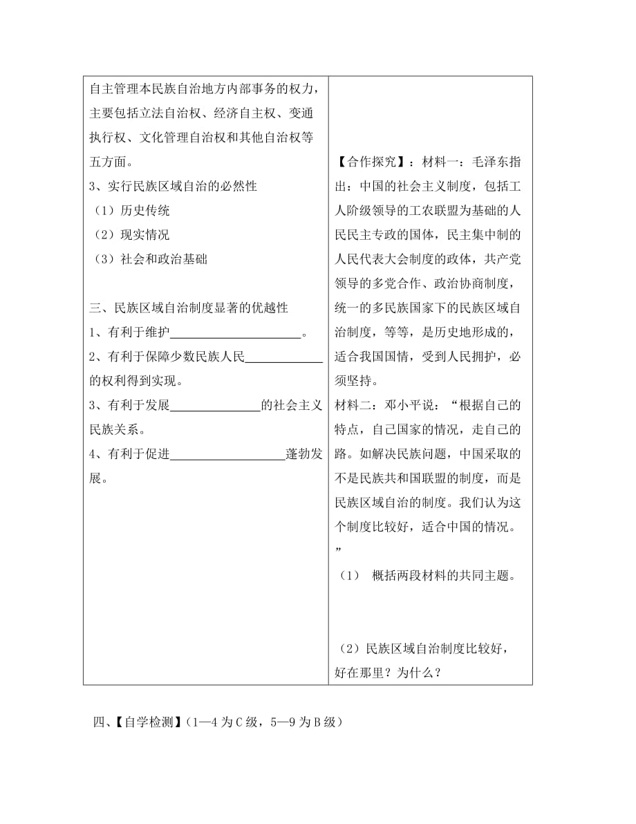 高中政治《民族区域自治制度：适合国情的基本政治制度》学案2 新人教版必修2_第3页