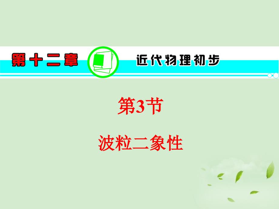 湖南高考历史一轮复习 第12章 第3节 波粒二象性 粤教.ppt_第1页