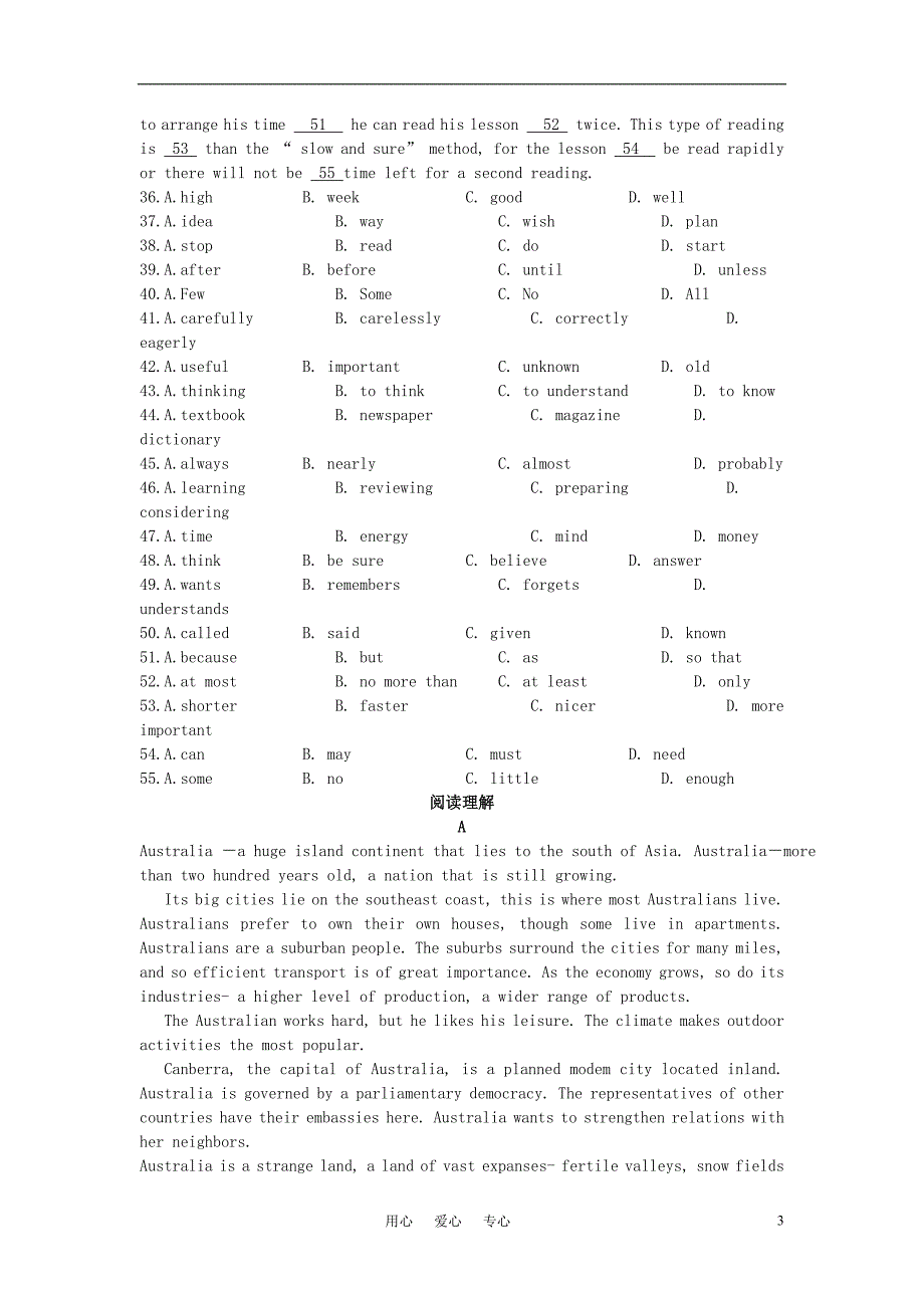 高中英语 Unit 3Australia同步练习2 新人教选修9.doc_第3页