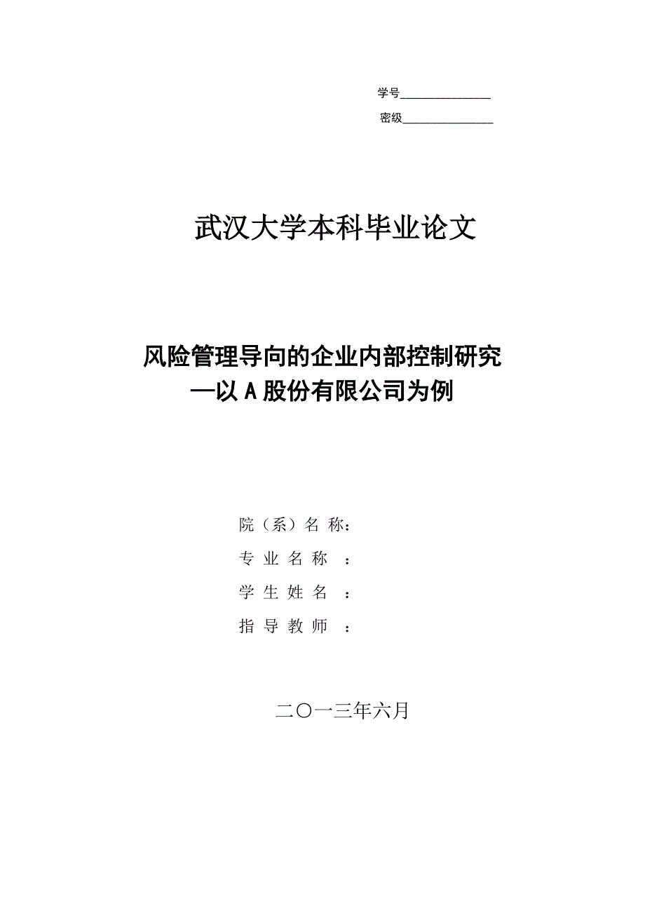 （内部管理）风险管理导向的企业内部控制研究_第1页