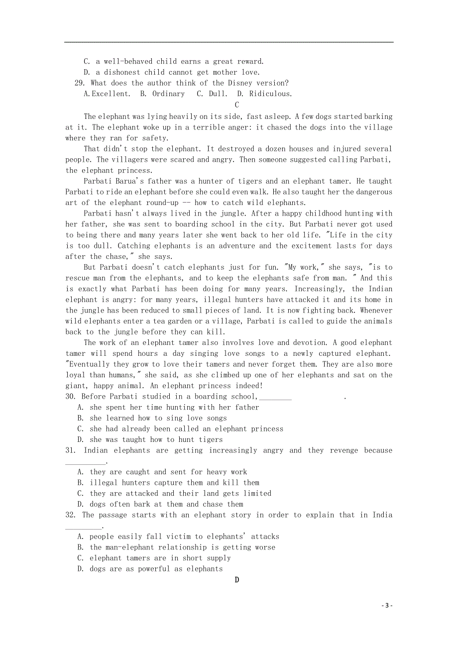 河南省中牟县第一高级中学学年高二英语上学期第十次双周考.doc_第3页