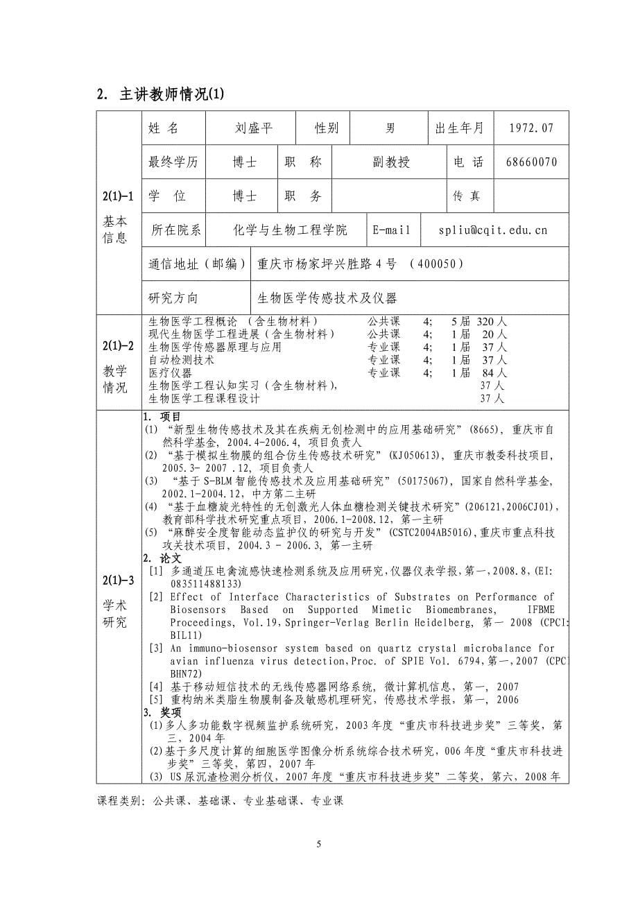 （生物科技行业）校级精品课程申报书—生物材料重庆工学院_第5页