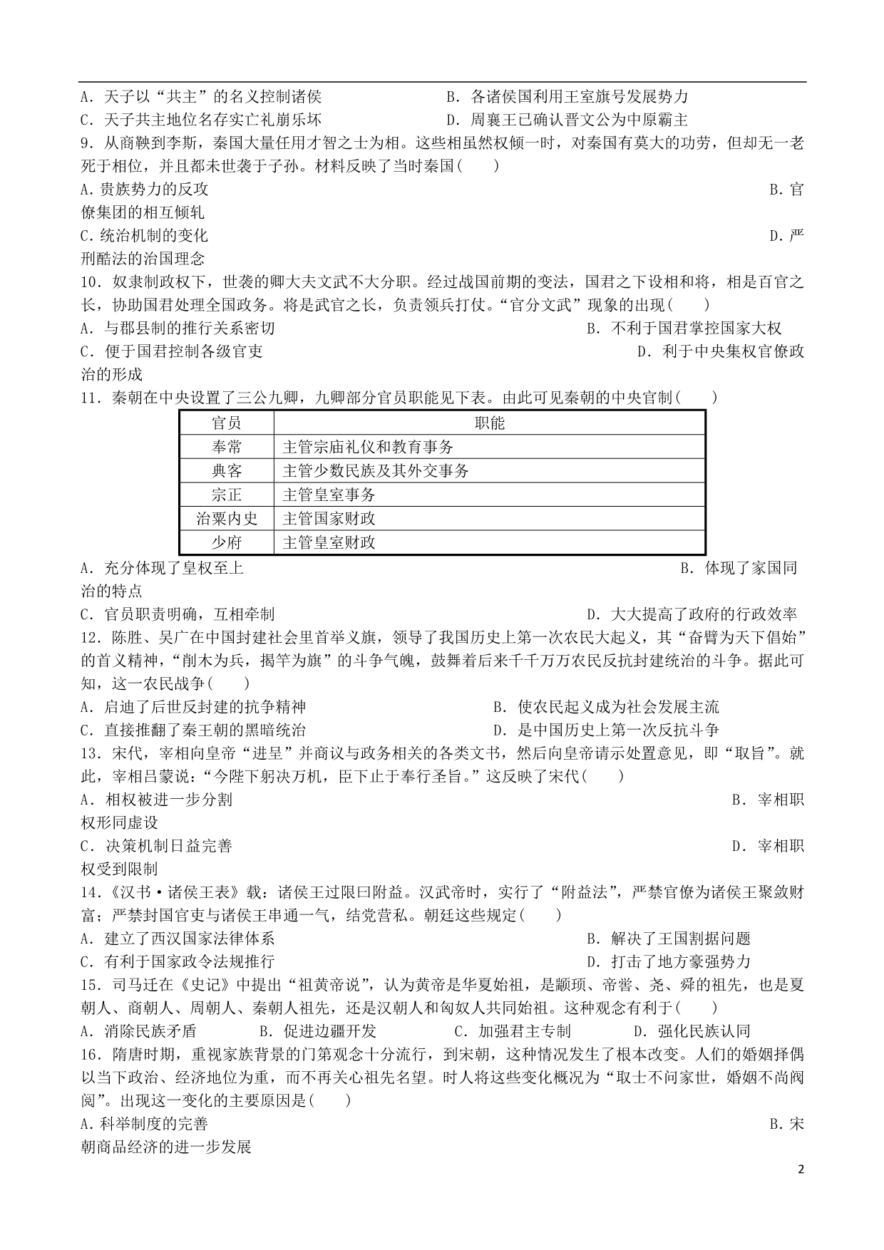 安徽2020高二历史第10次周练 1.doc_第2页