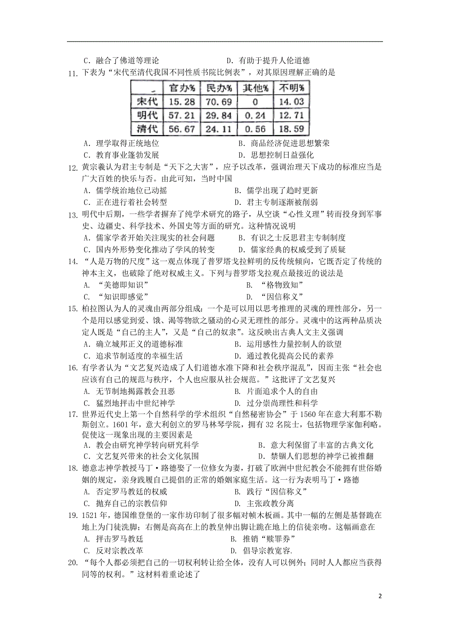 江西高二历史第一次月考零班、奥赛班 1.doc_第2页