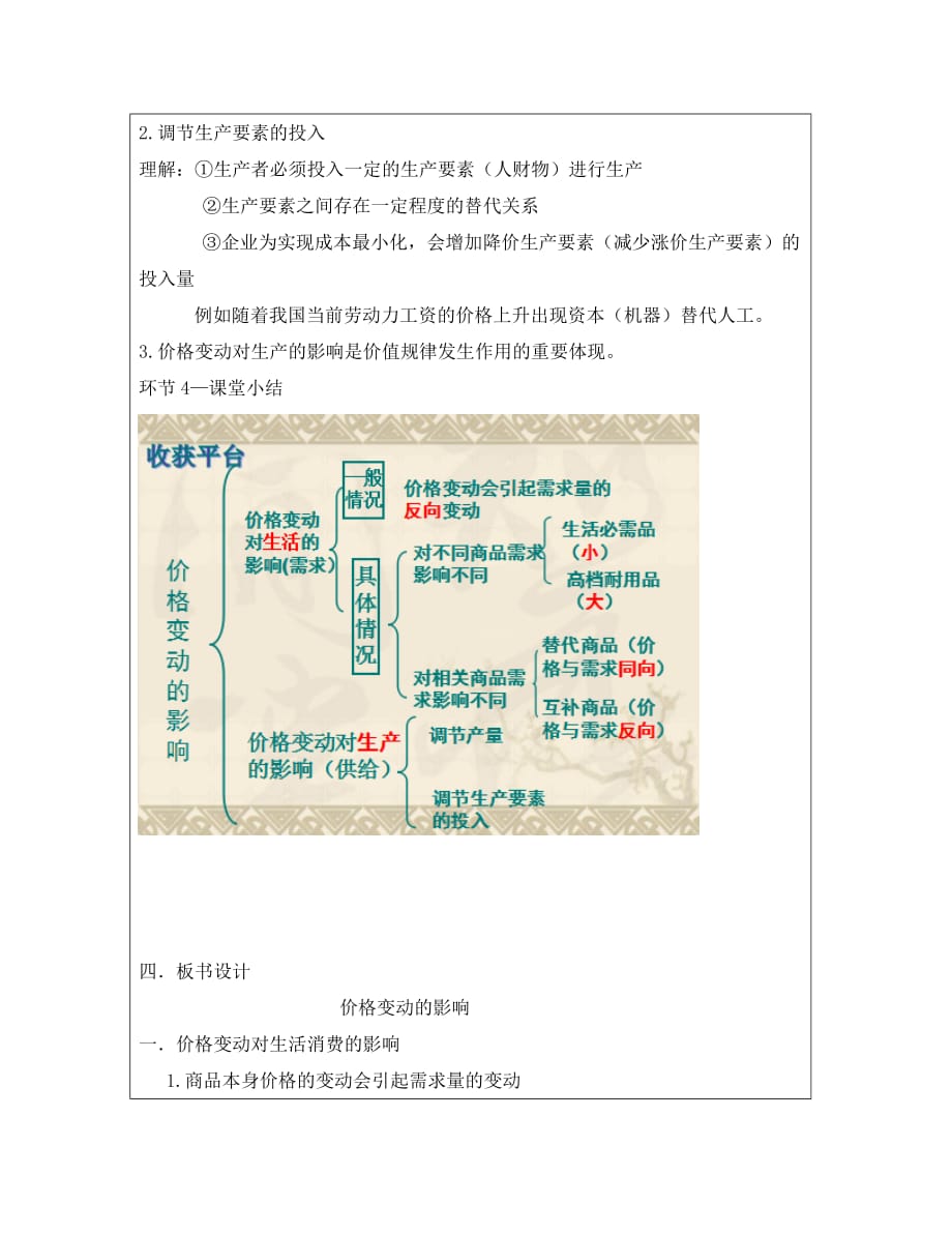 广东省廉江市实验学校高中政治 2.2 价格变动的影响1教案（必修1）（通用）_第4页