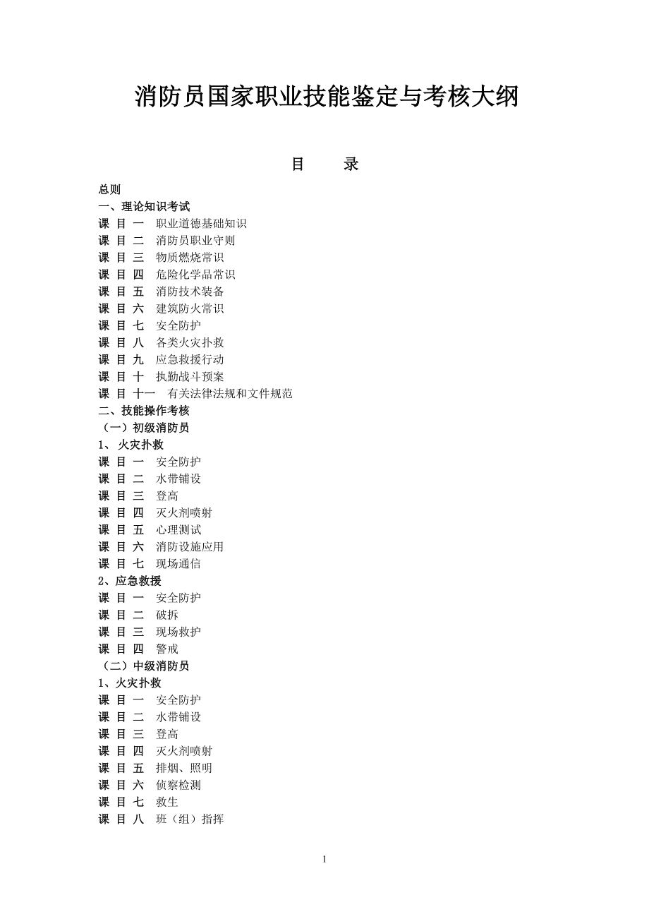 （绩效考核）2020年消防员国家职业技能鉴定与考核大纲]_第1页