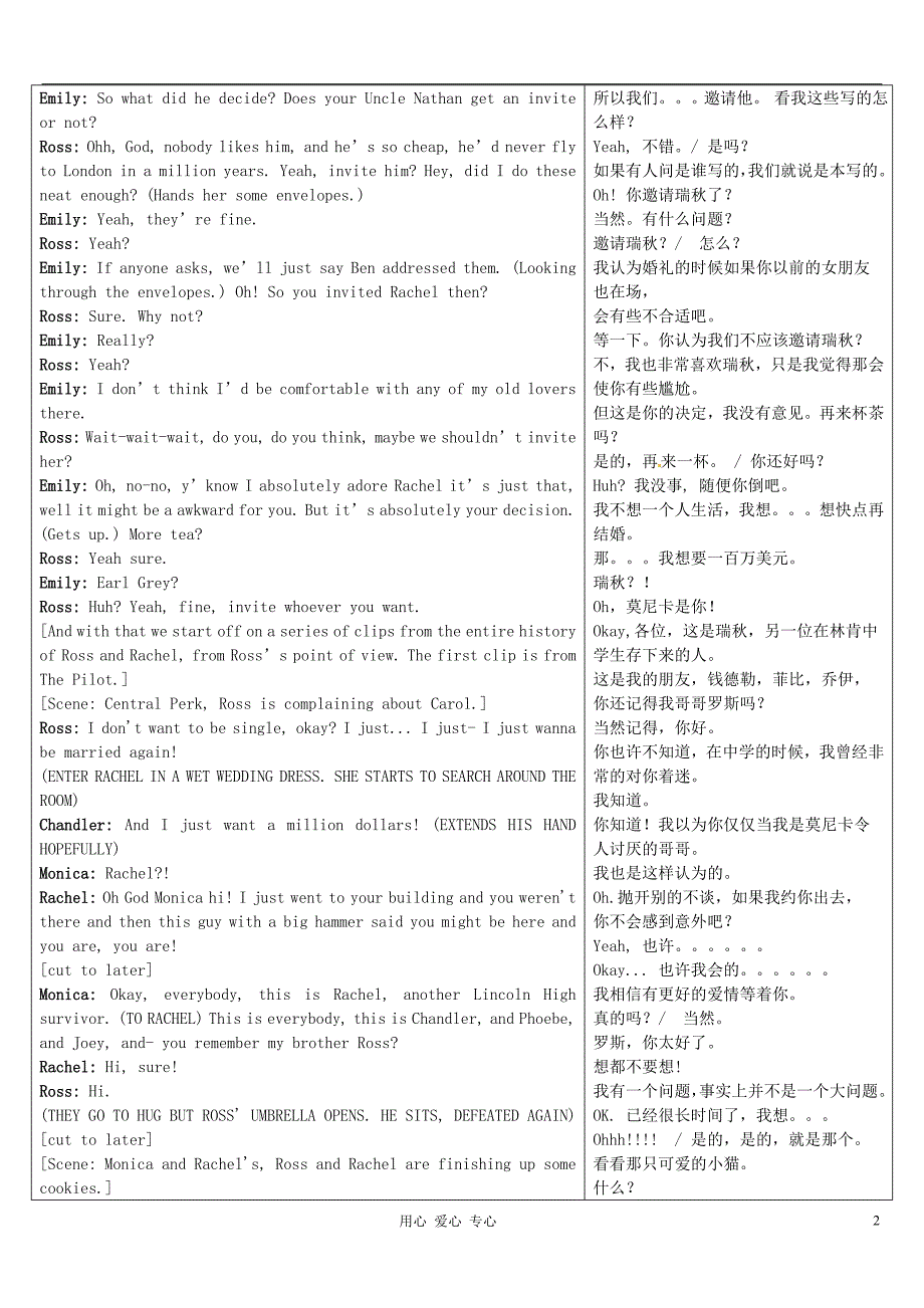 高中英语Frinds老友记第4季中英文对照完整剧本421TheOneWithTheInvitation素材.doc_第2页