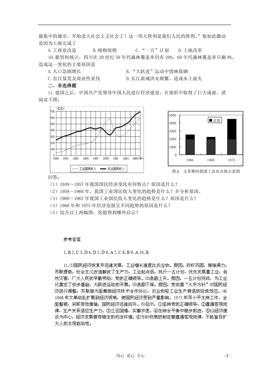 高中历史 第11课 经济建设的发展和曲折课堂练习 必修2.doc_第2页