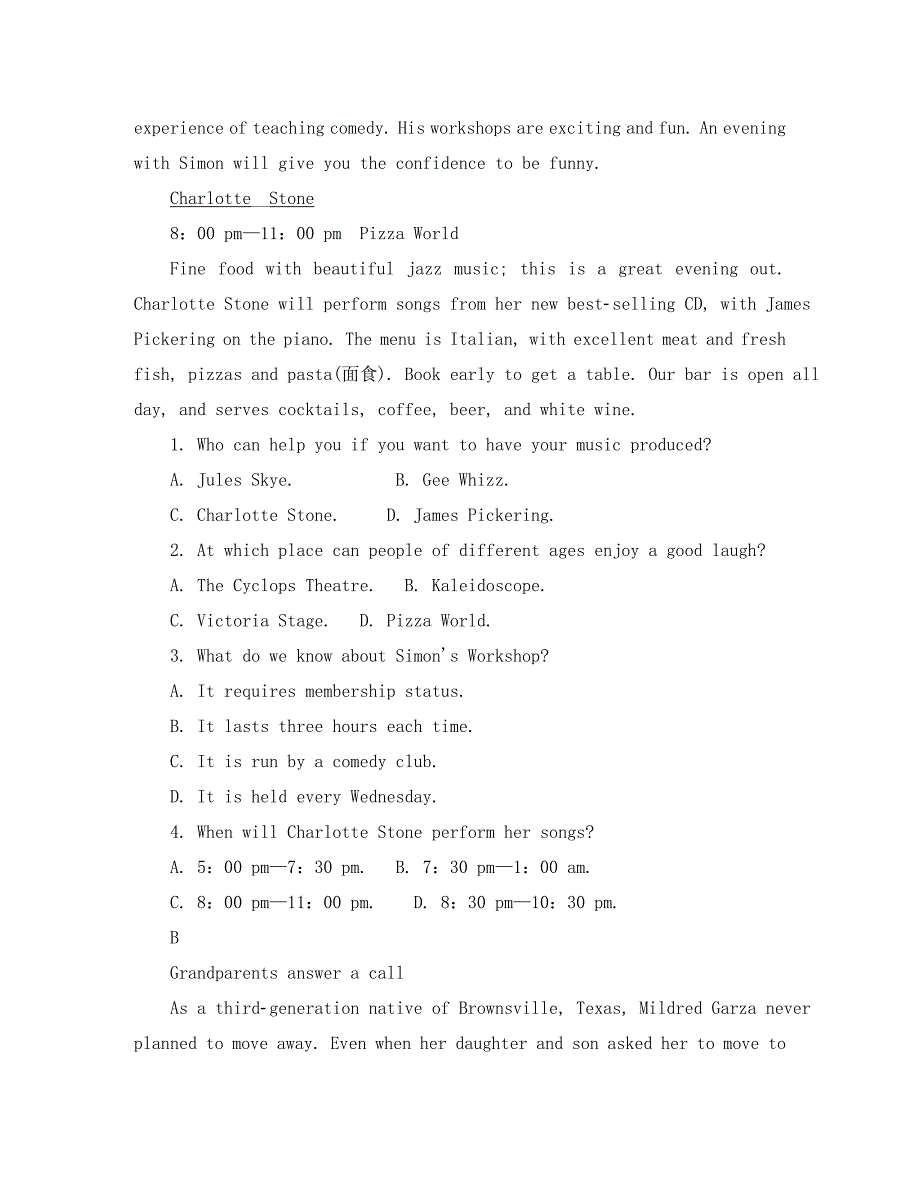 内蒙古正镶白旗察汗淖中学2020届高三英语上学期第一次月考试题（无答案）_第2页