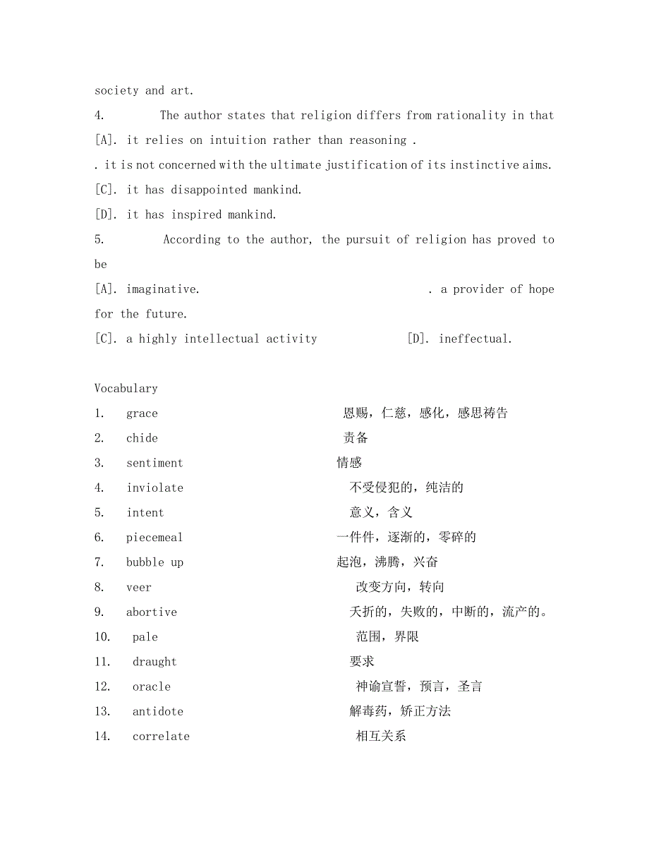 2020高考英语 阅读理解课堂练学案（17）_第4页